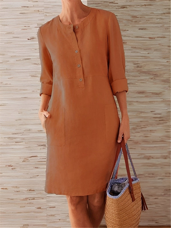 Almut - Elegantes Und Lockeres Leinenkleid Für Damen