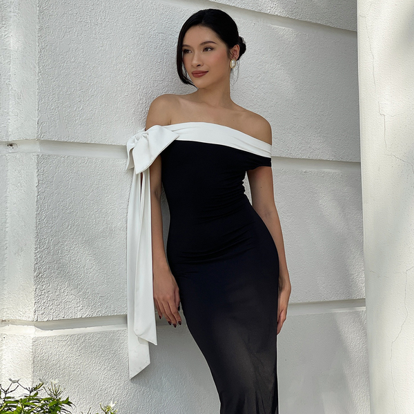 Lissy - Schulterfreies Damenkleid Mit Schleife