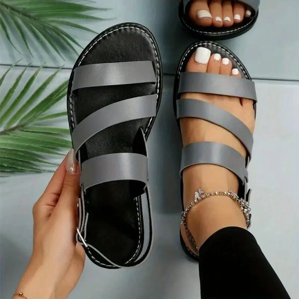 Aisling - Schicke Römische Knöchelriemen Strand Flats Sandalen