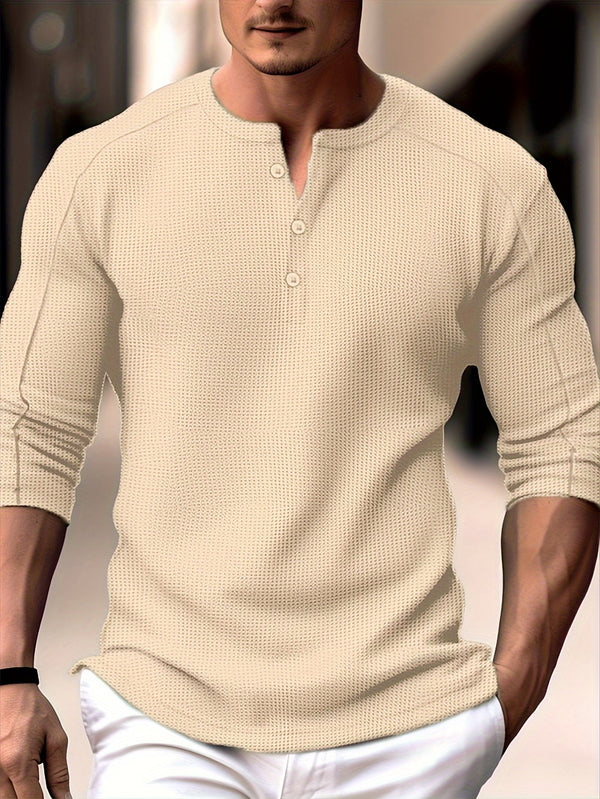 Gestricktes Langarm-Henley-Shirt