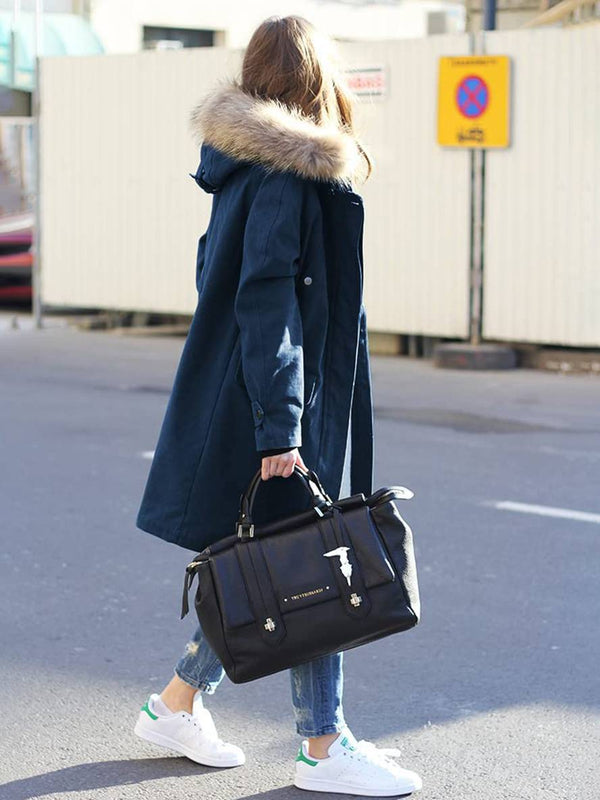 Oversized Winterparka mit Kapuze und Kunstfellkragen