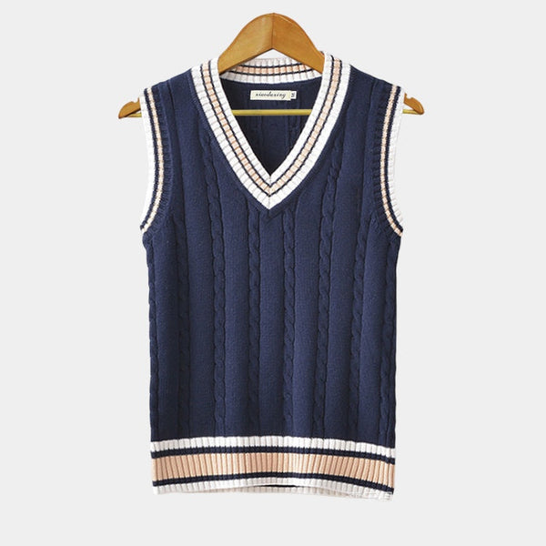 Ärmelloser Strickpullover für Herren