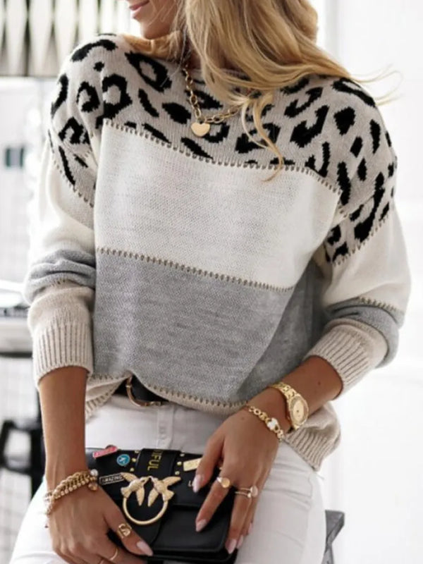 Damenpullover mit Leopardenmuster